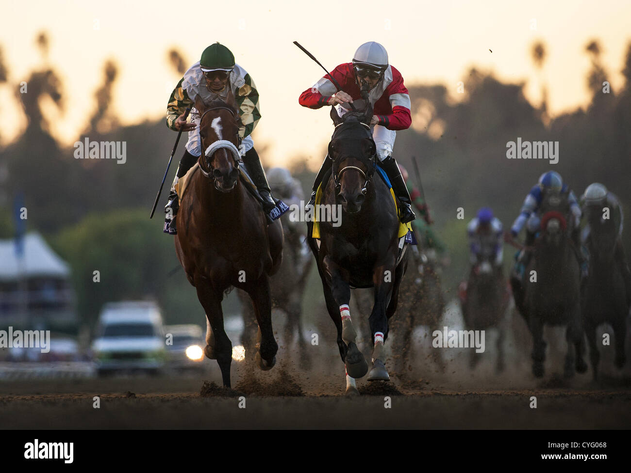 3. November 2012 Niederlagen - Arcadia, Kalifornien, USA - Fort Larned (R) mit BRIAN HERNANDEZ JR. auf und trainiert von Ian Wilkes Mucho Macho Man und MIKE SMITH gewinnt der Breeders' Cup Classic im Santa Anita Park. (Kredit-Bild: © Alex Evers/Eclipse-Sportswire/Eclipse/ZUMAPRESS.com) Stockfoto