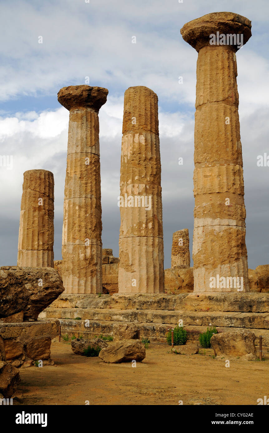 Tempel des Herkules. Das Tal der Tempel, Agrigento, Sizilien Stockfoto