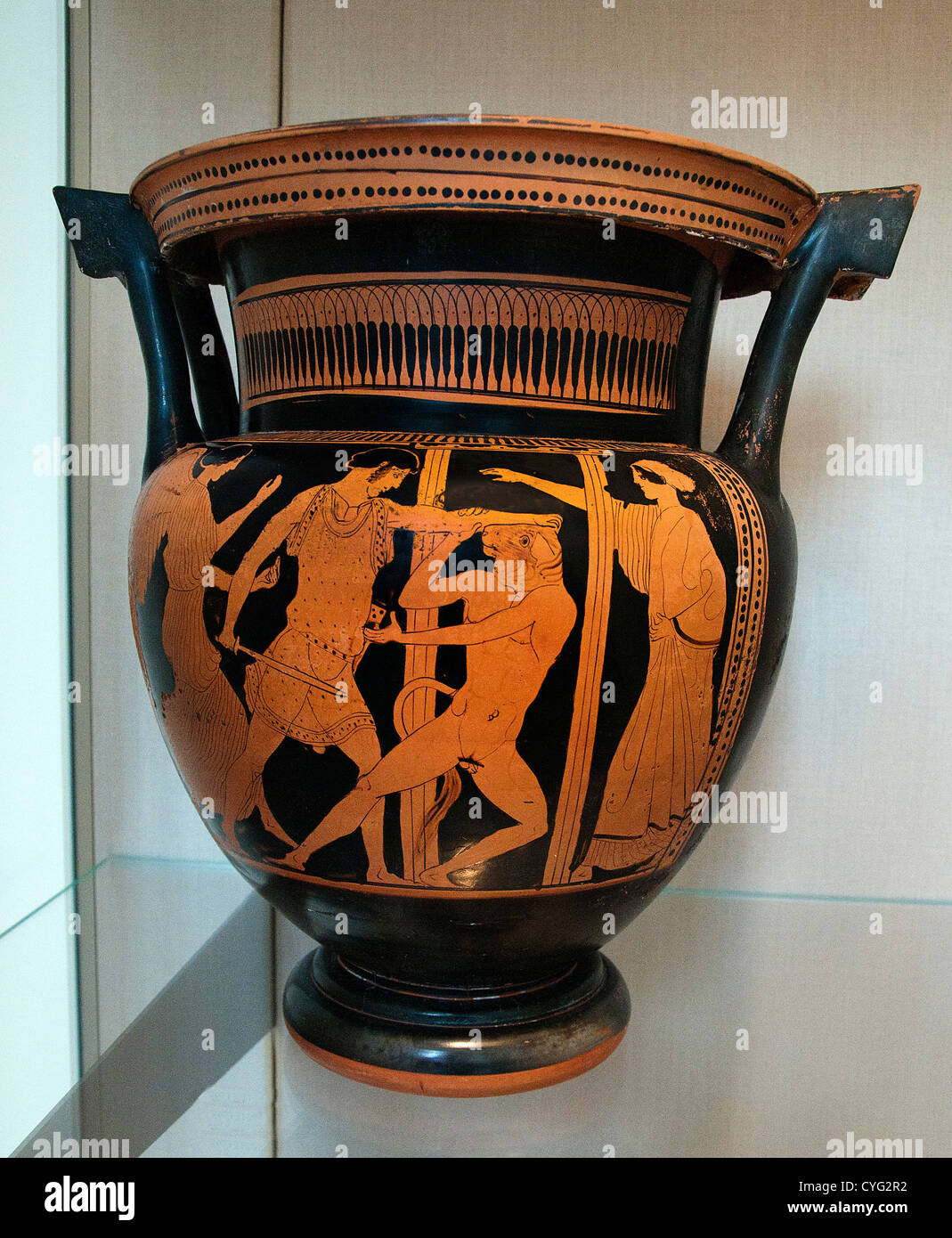 Troy Ithaka Odysseus Terrakotta Stamnos Glas Zauberin Circe klassische 440 v. Chr. griechische attischen Vase Keramik Terrakotta Stockfoto