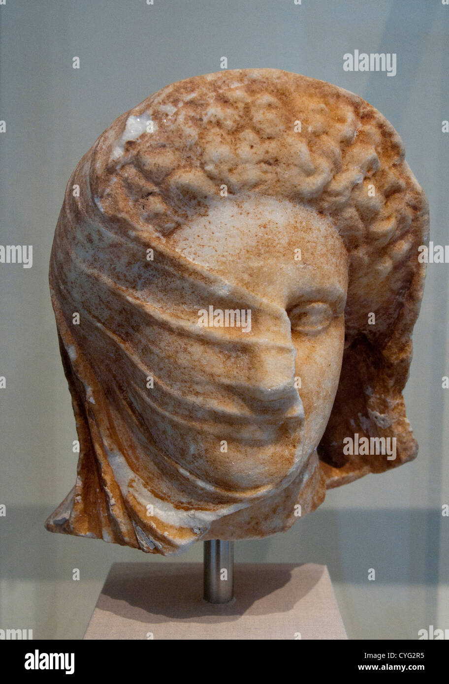 Marmorkopf einer verschleierten Frau griechischen späten 4. Jahrhundert v. Chr. griechische Griechenland Stockfoto