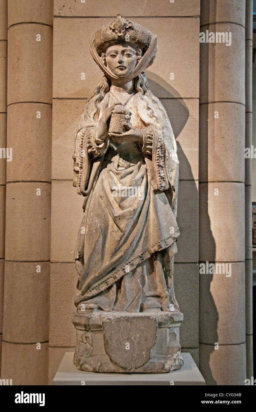 Hl. Maria Magdalena 1500-1525 Troyes französischem Kalkstein 112 cm Frankreich Stockfoto