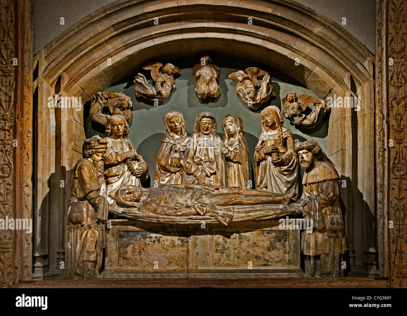 Grablegung Jesu Christi 1515 Bourbonnais französischem Kalkstein 464 cm Stockfoto
