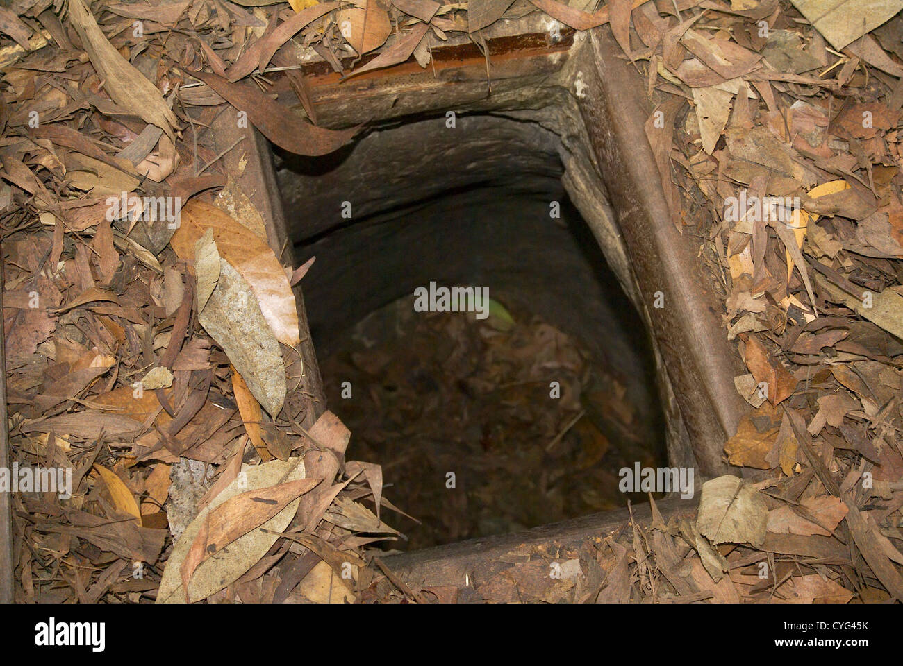 Cu Chi Tunnel, Ho-Chi-Minh-Stadt, Vietnam. Eingang zum Tunnel-Komplex Stockfoto