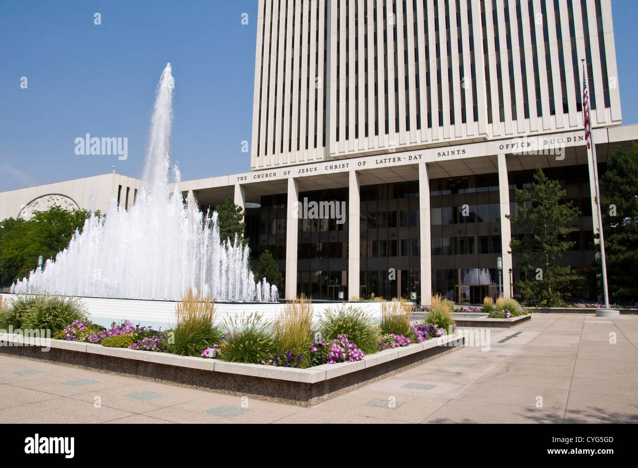 Das Bürogebäude der Kirche von Jesus Christus von Heiligen - Temple Square, Salt Lake City, Utah, USA Stockfoto