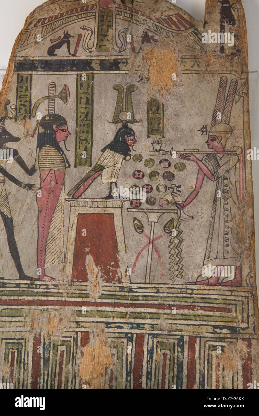 Turin - Ägyptisches Museum / Fragmente eines Gemäldes aus der Kapelle des Schreibers Amenemope mit Vogel [Dynastie XIX - 1292-1186B] Stockfoto