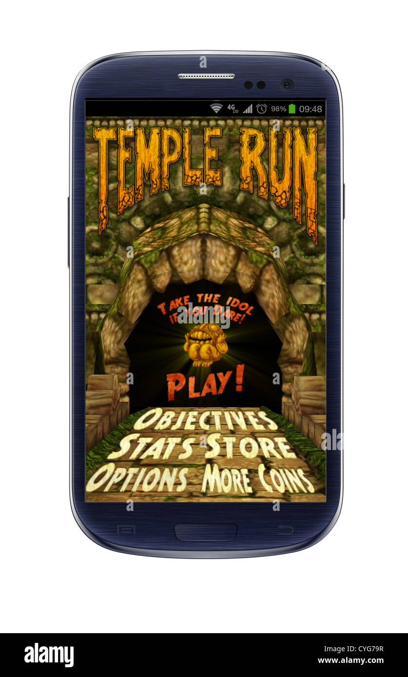 Temple run-Spiel auf dem Handy Stockfoto