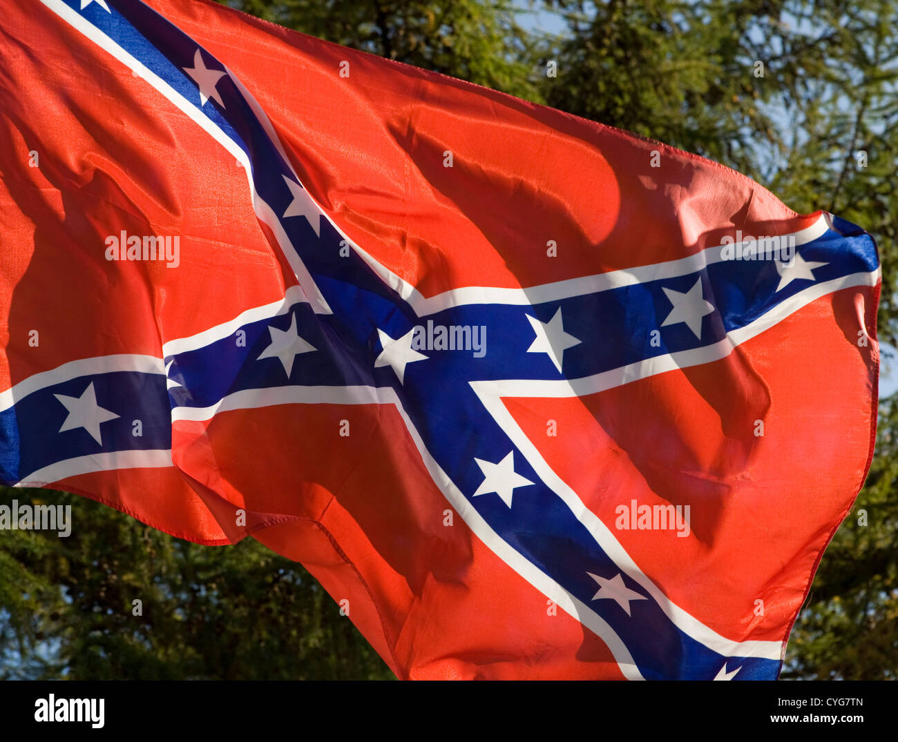 Die Konföderierten Battle Flag (Kreuz des Südens)  1970 amerikanischen Wilden Westen Flagge am Ramsbottom Wildwest-Reenactment-Wochenende Stockfoto