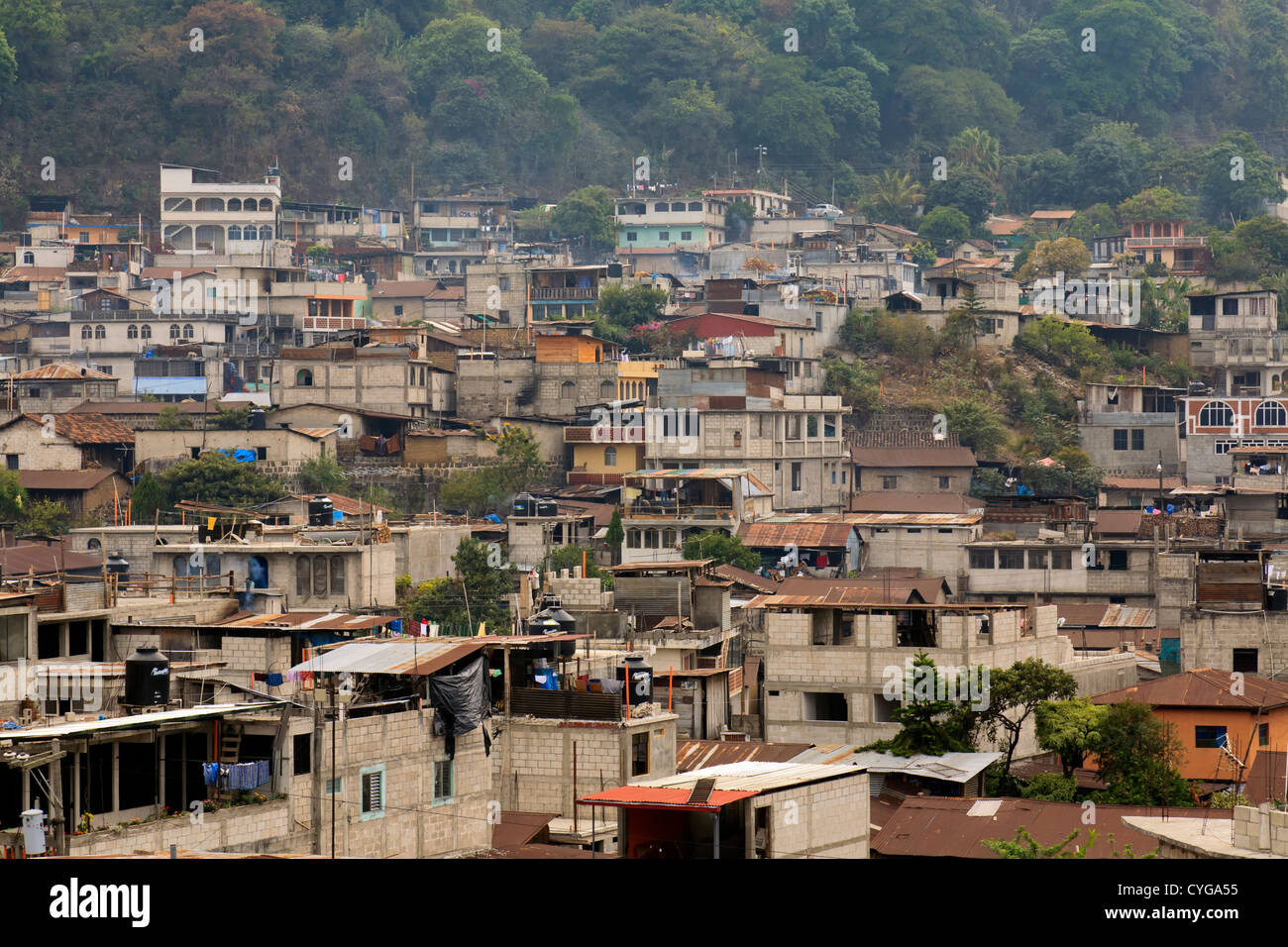 Slum-Häuser in San Pedro La Laguna, Lake Atitlan, Guatemala Stockfoto