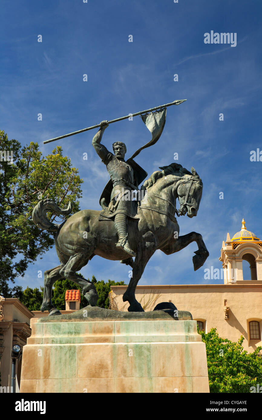 Statue von El Cid in Balboa Park-San Diego, Kalifornien, USA. Stockfoto