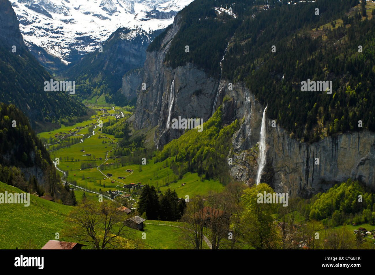 Wasserfälle im Lauterbrunnental Stockfoto