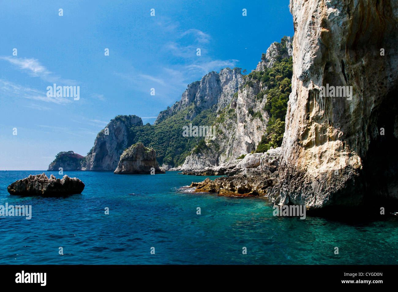 Küste der Isle of Capri-Amalfi-Küste Stockfoto