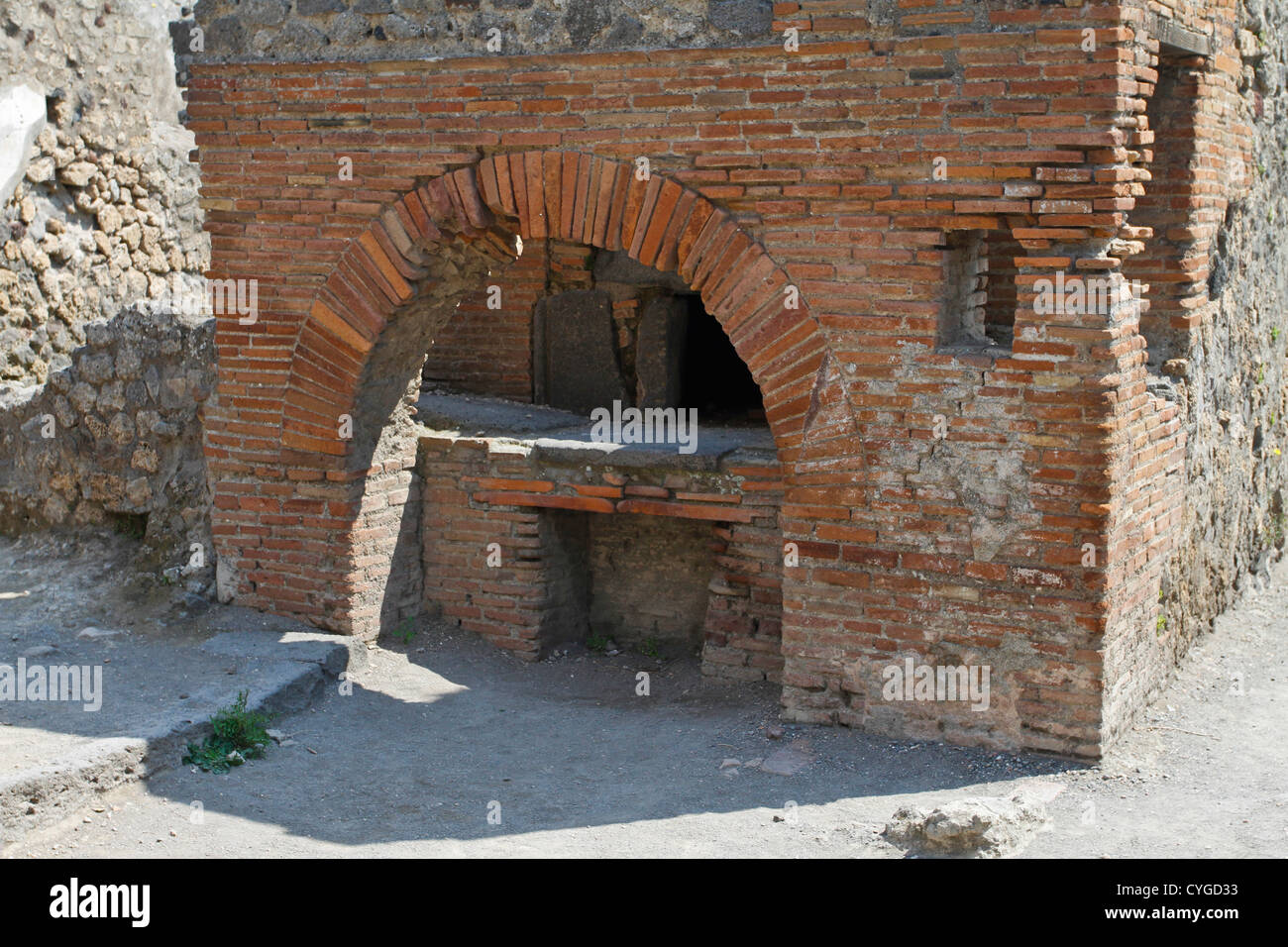 Backofen in der Mühle, Pompeji Stockfoto