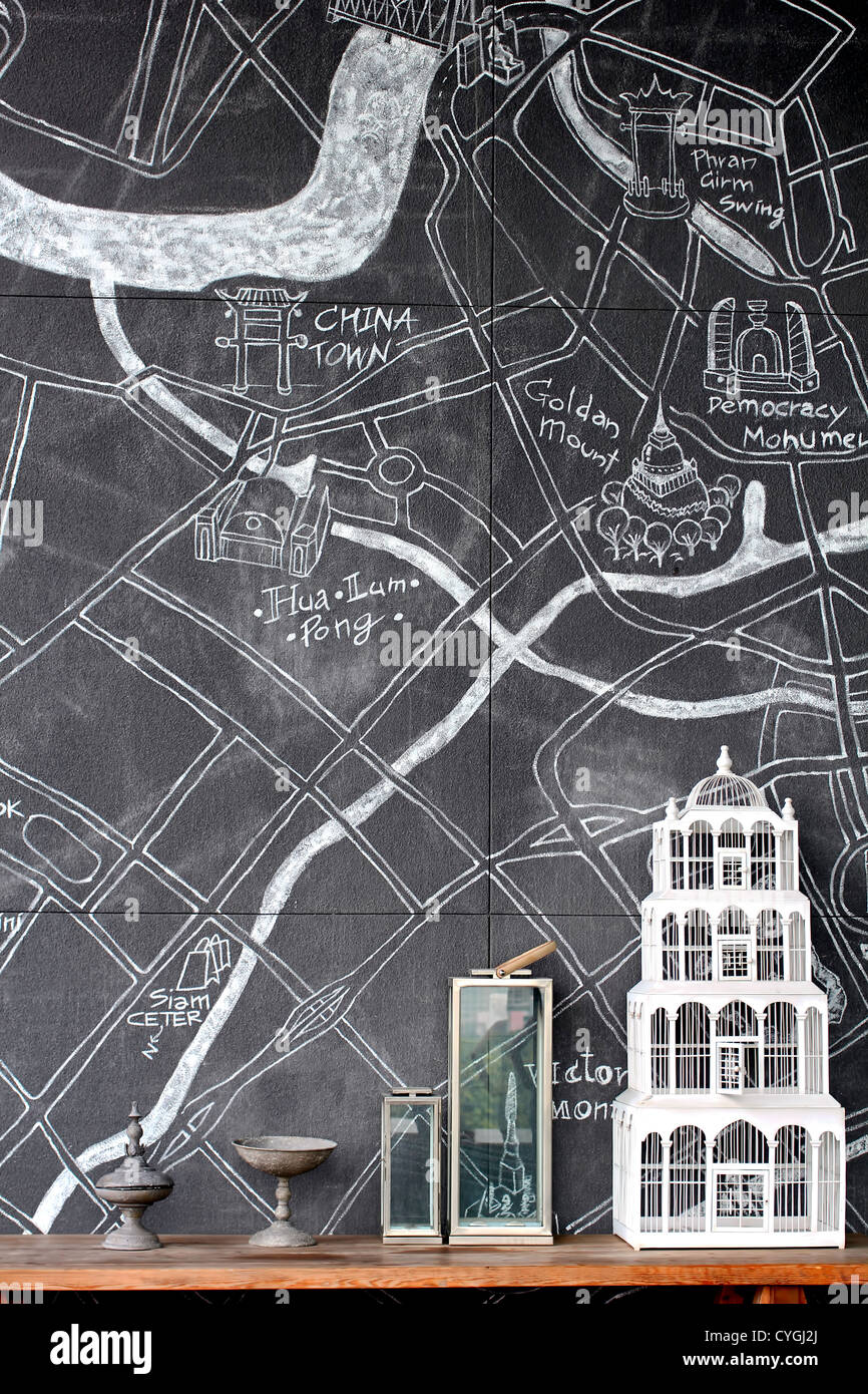 Handgezeichnete Karte von Bangkok Hotel Sofitel So. Stockfoto