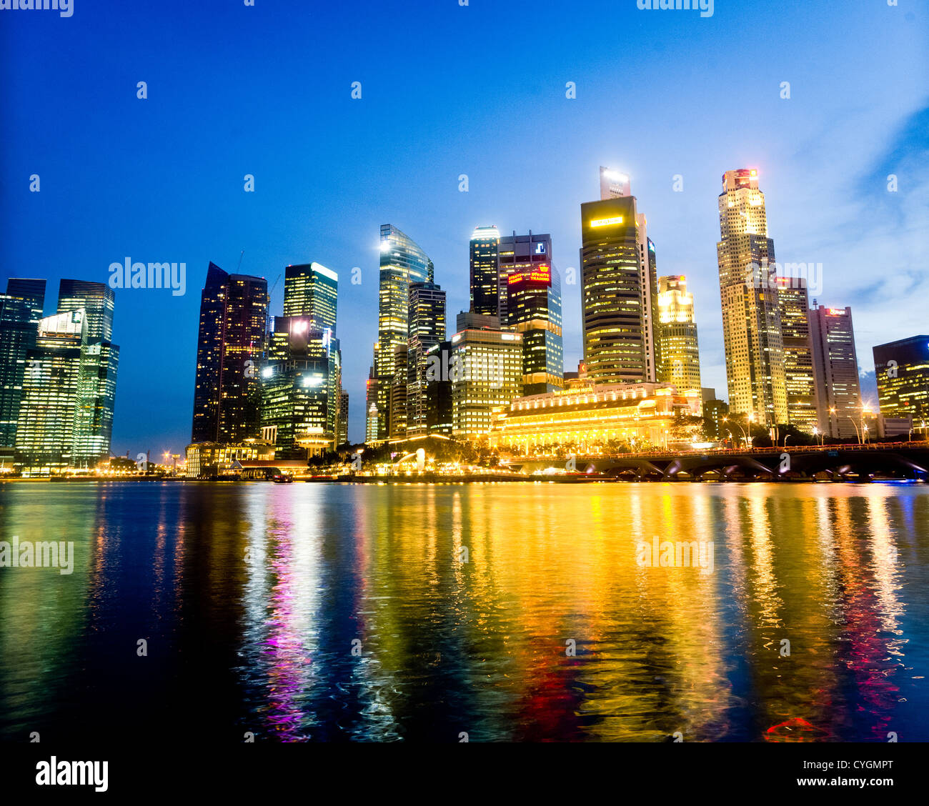 Singapur Stadtbild an der Marina Bay. Stockfoto