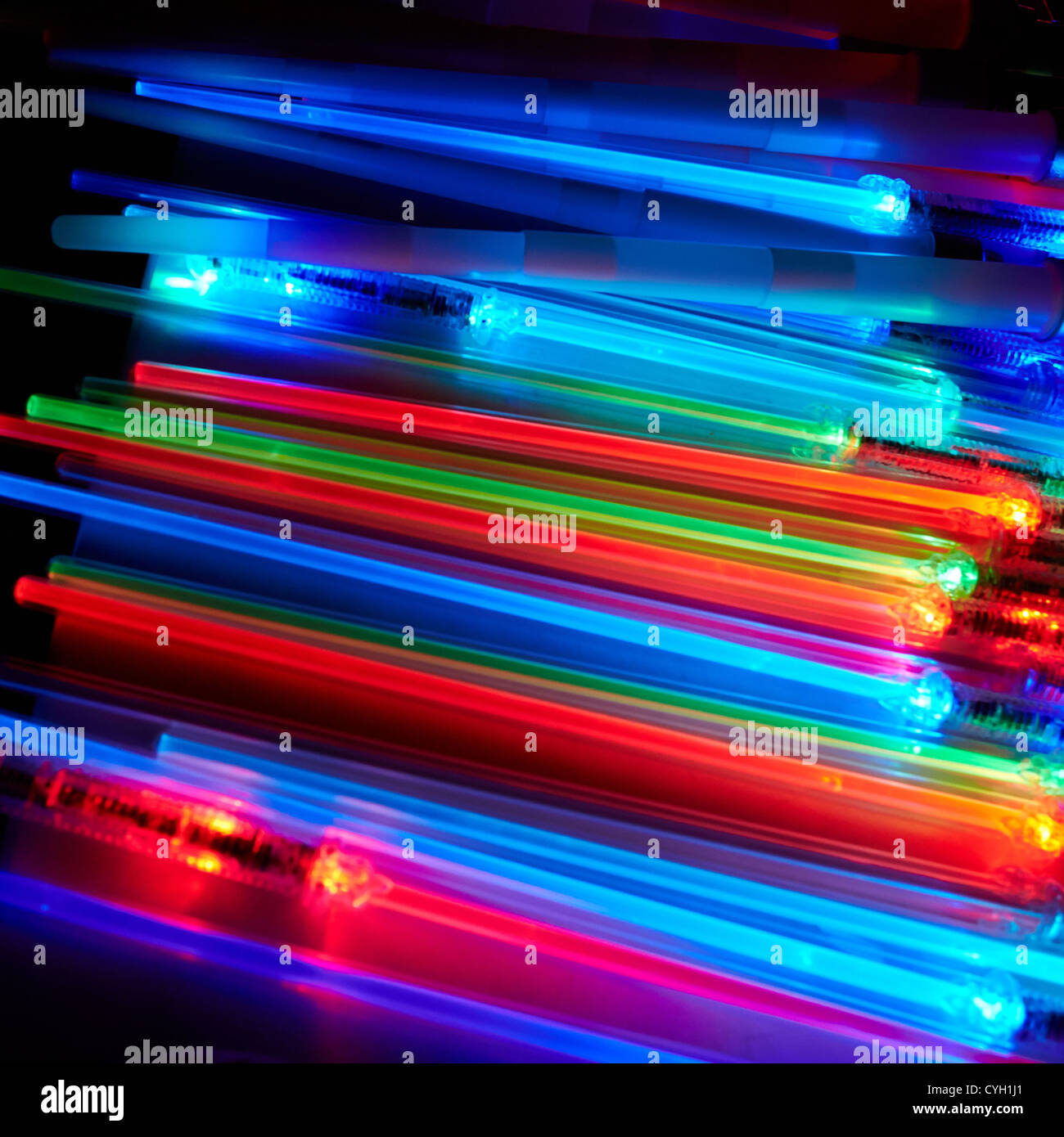 Nahaufnahme von Spielzeug Licht Zauberstäbe Stockfoto