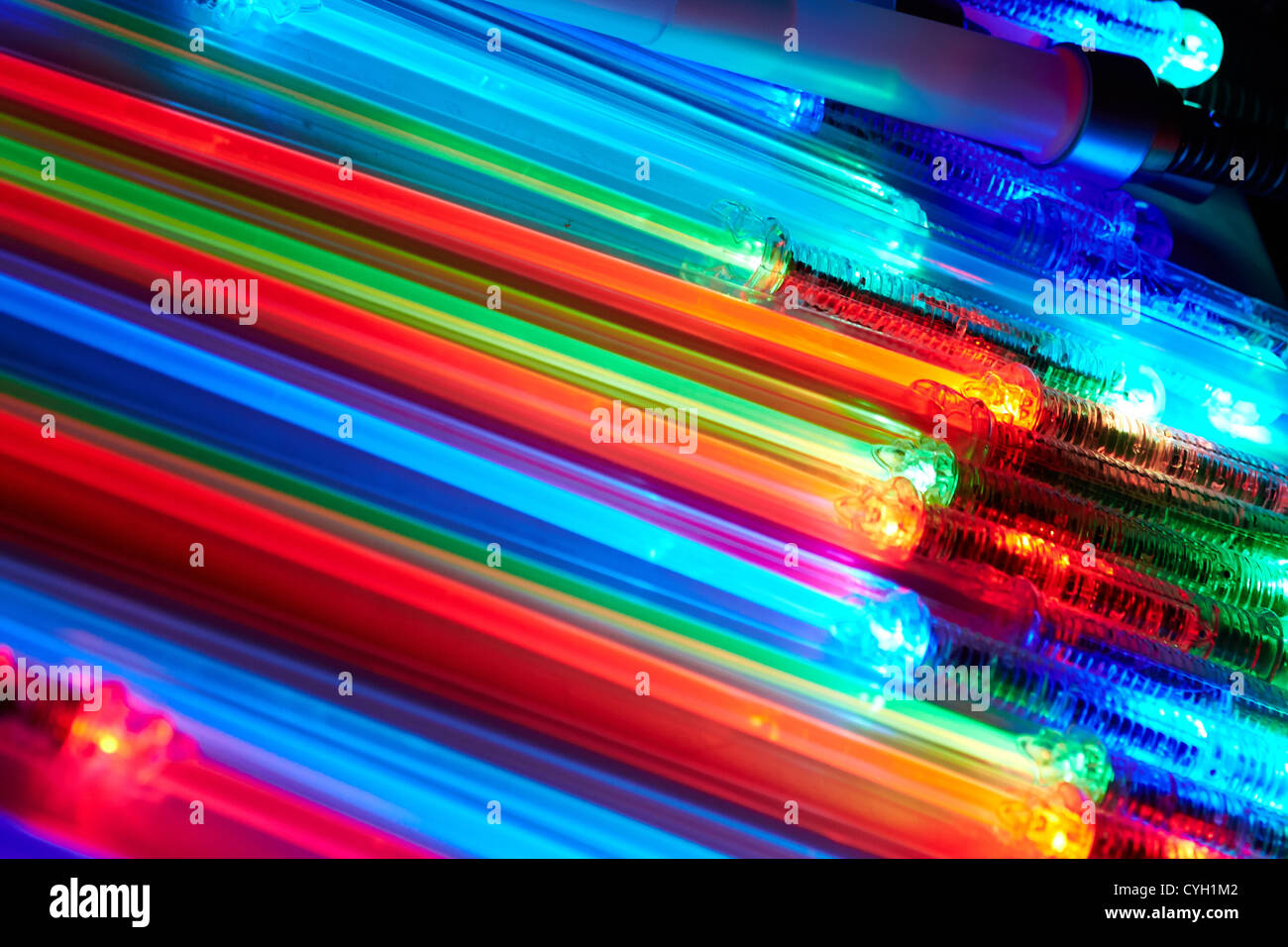 Nahaufnahme von Spielzeug Licht Zauberstäbe Stockfoto