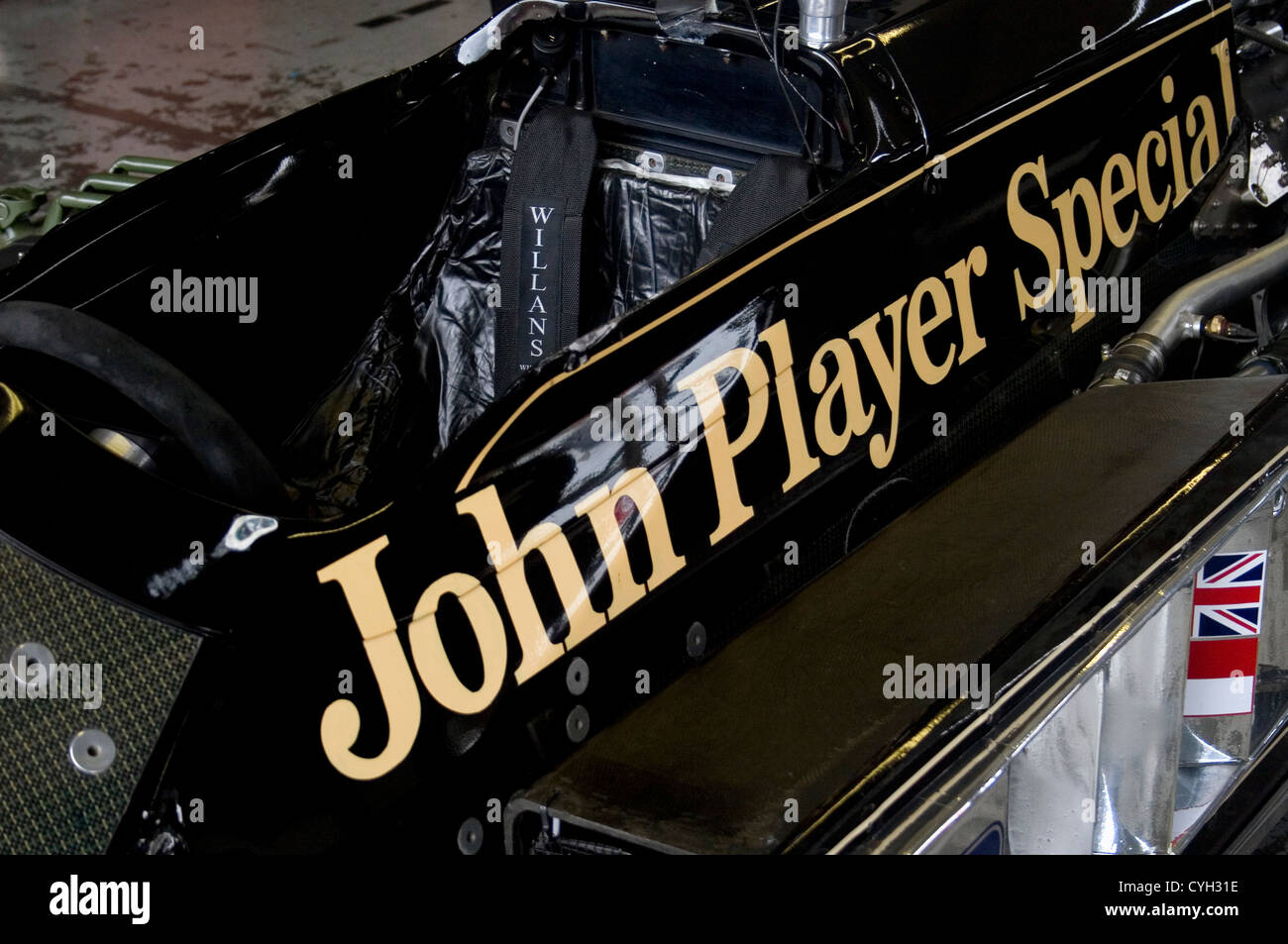 John Player Special Sponsoring auf der Karosserie des Lotus Formel 1 Stockfoto