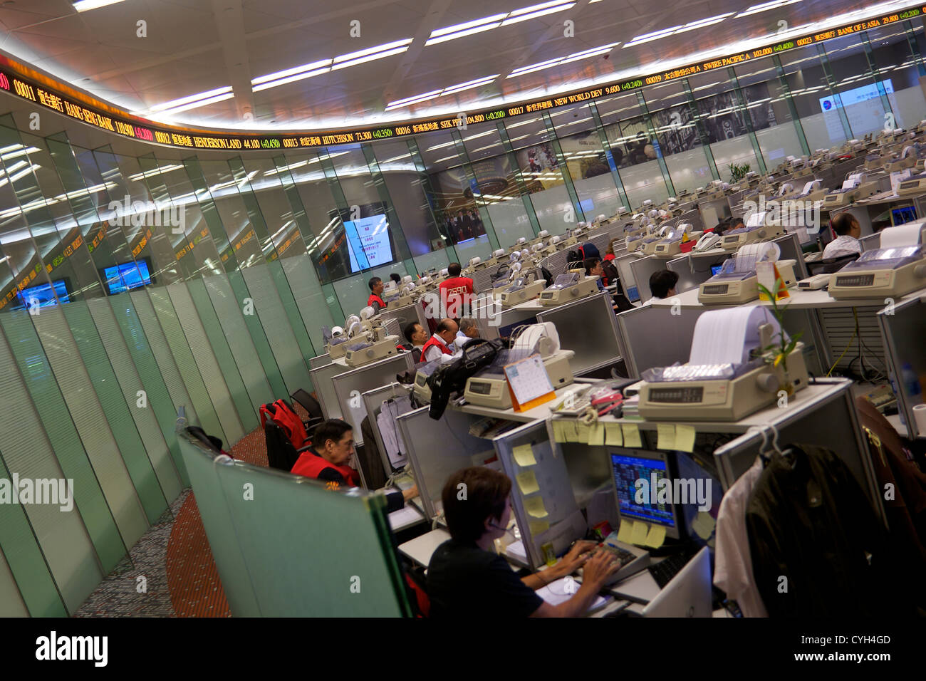 Hong Kong Stock Exchange Handelsraum Stockfoto