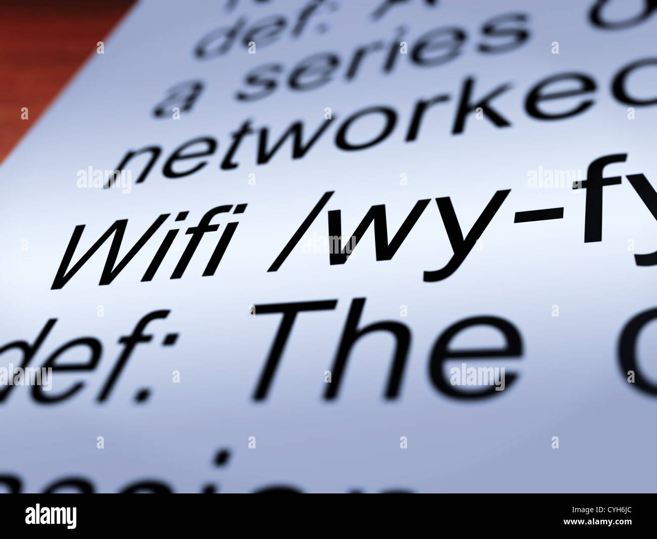 Definition Nahaufnahme zeigt Internet Verbindung WLAN Zugang Stockfoto