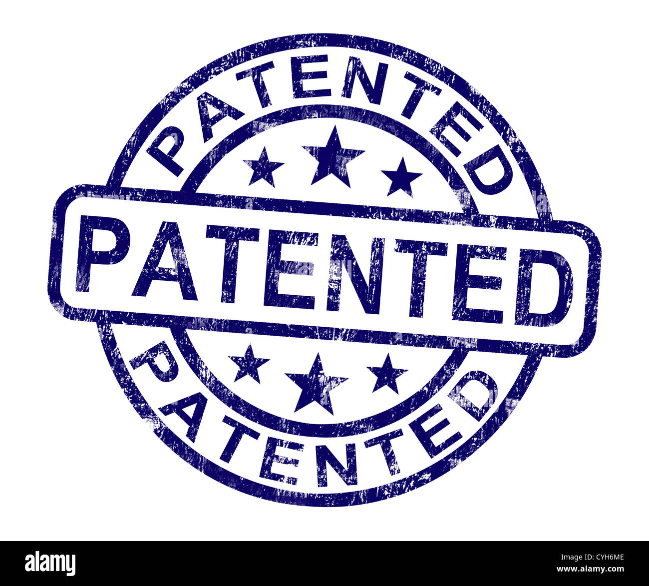 Patentierte Dienststempelabdruck, Patent angemeldet oder Marken Stockfoto