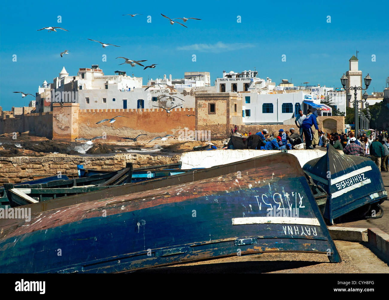 Meer mit Medina, Essaouira, Marokko Stockfoto
