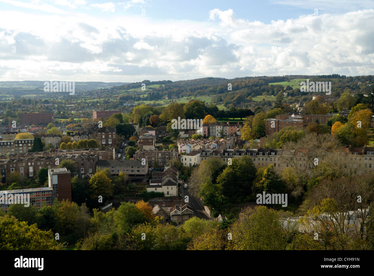 Blick auf Bristol aus der Cabot tower Brandon Hill Bristol england Stockfoto