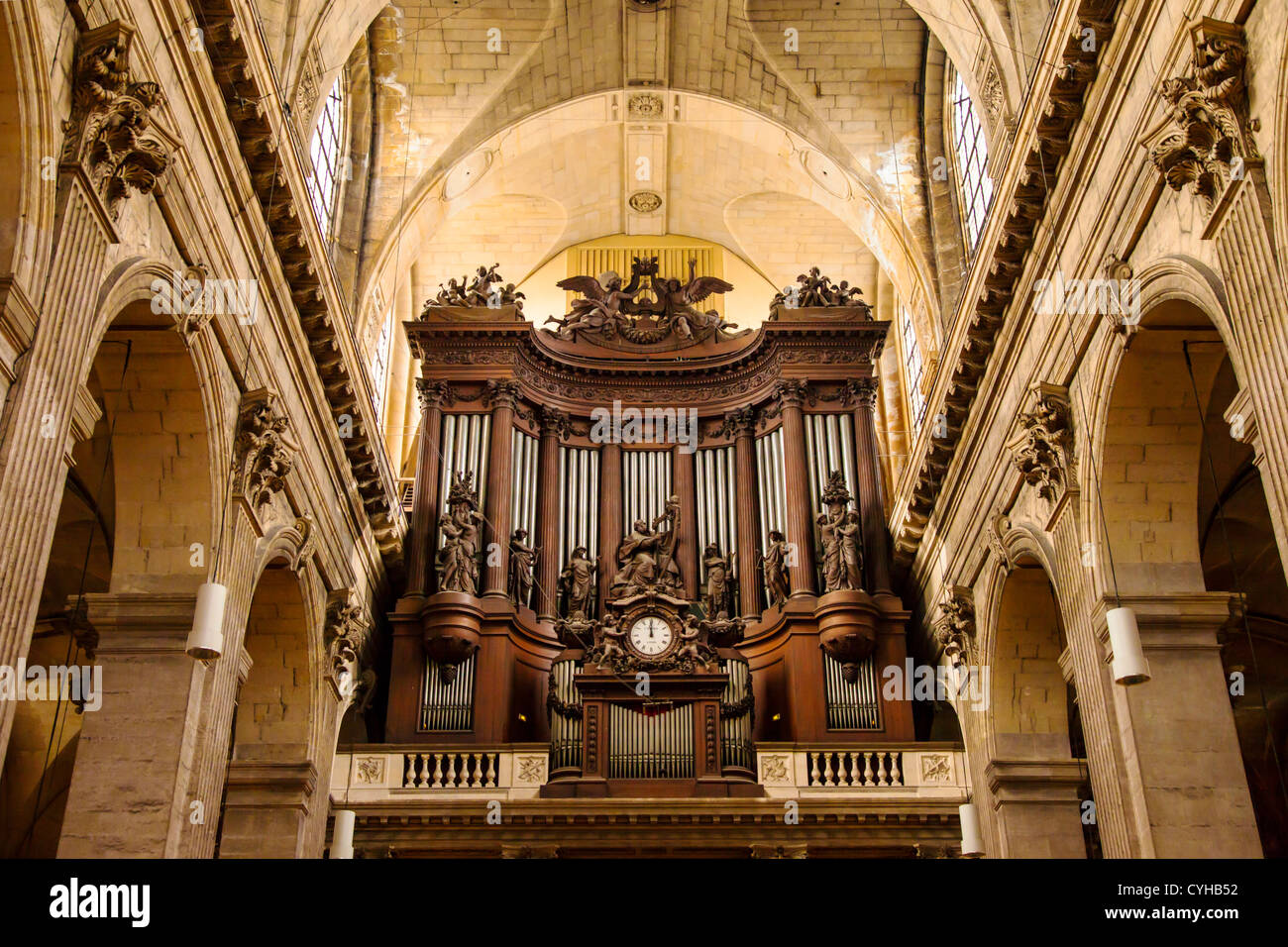 Pipe Orgelpfeifen in Saint-Germain-des-Prés, Eglise Saint Sulpice, Paris Frankreich Stockfoto