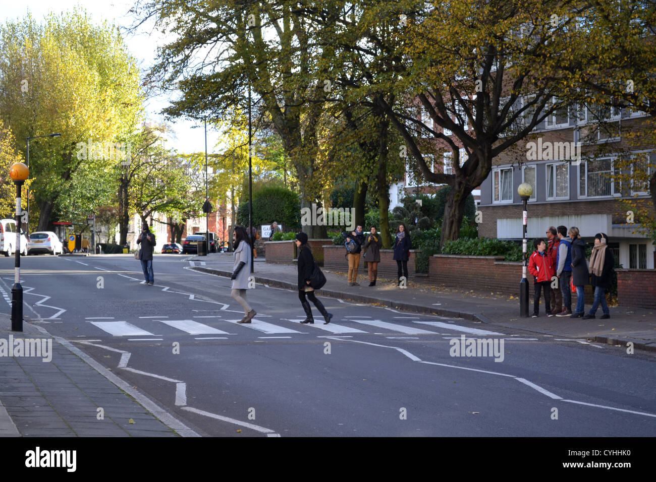 Kreuzung außerhalb Abbey Road Studios, London. Bekannt geworden durch The Beatles-Abbey Road Album. Stockfoto