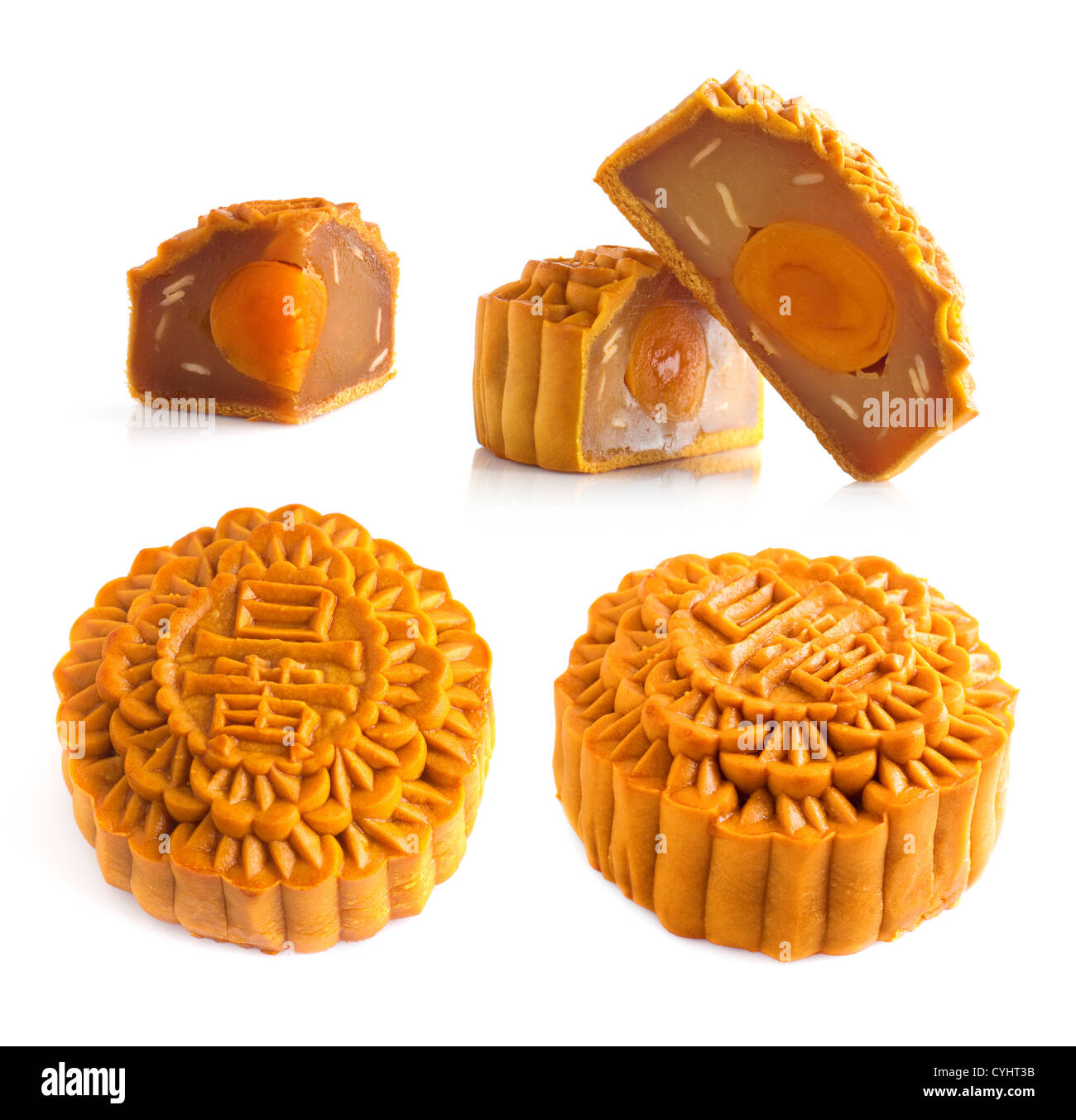 Mooncake traditionell gegessen während des Mid-Autumn-Festivals. Chinesische Wörter auf dem Mooncake bedeutet, einzelne Eigelb. Stockfoto