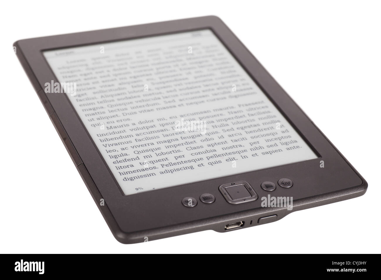E-Book Reader isoliert auf weißem Hintergrund Stockfoto