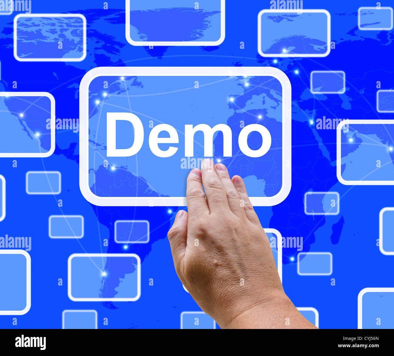 Taster "Demo" Demo-Version der Software herunterladen Stockfoto