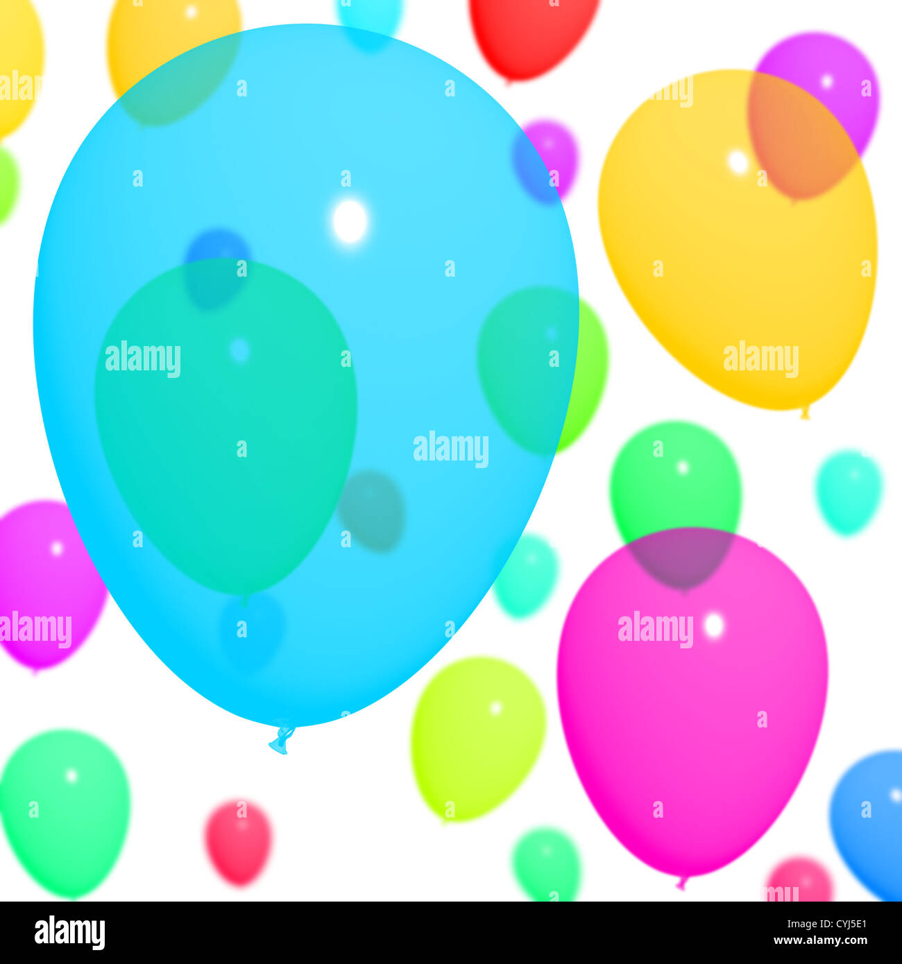 Hintergrund der bunten Ballons zum Geburtstag oder Jubiläum Stockfoto