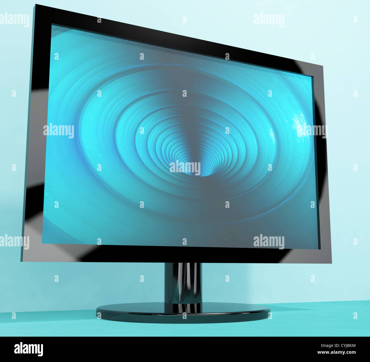 TV-Monitor mit blauen Wirbel Bild hochauflösendes Fernsehen oder HDTV Stockfoto