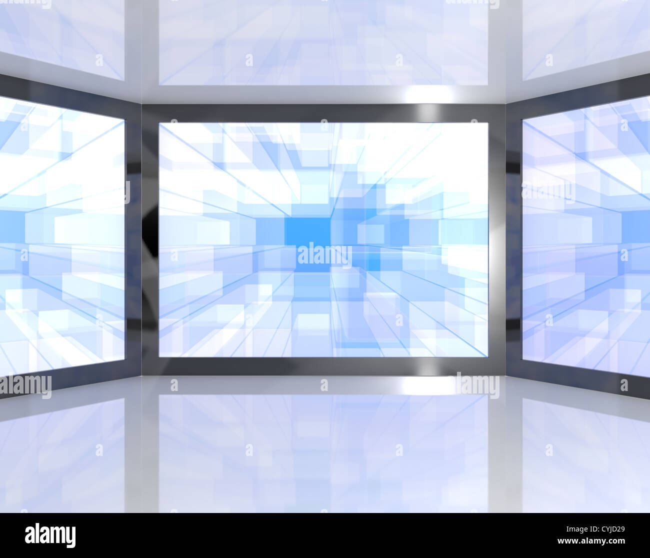 Big Blue TV Wandmontage Monitore vertreten High-Definition-Fernseher oder HDTV Stockfoto