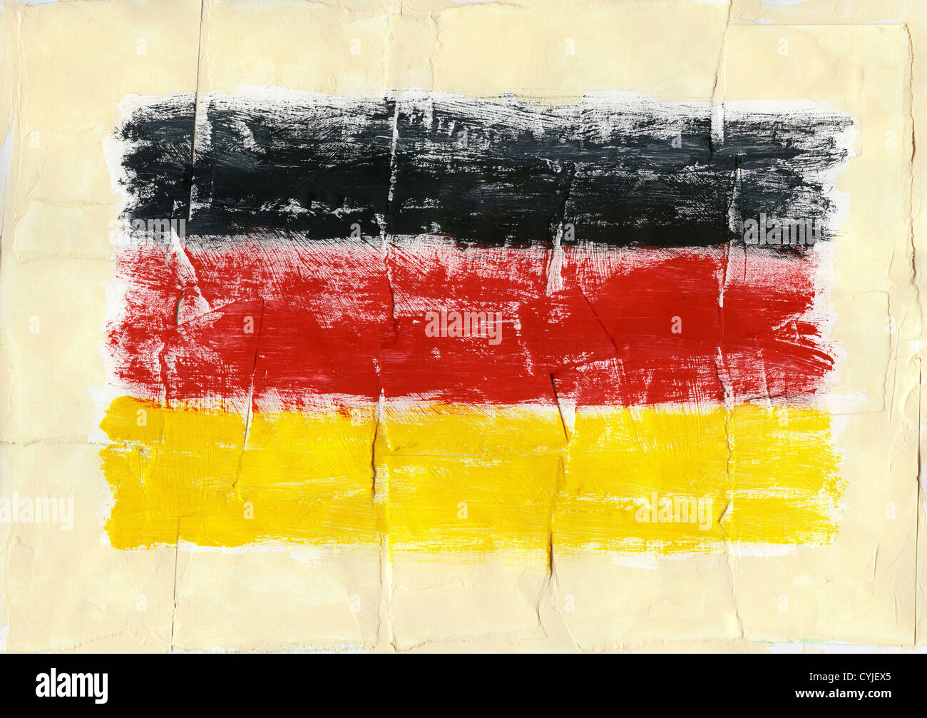 Handgemalte Acryl deutsche Flagge Stockfoto