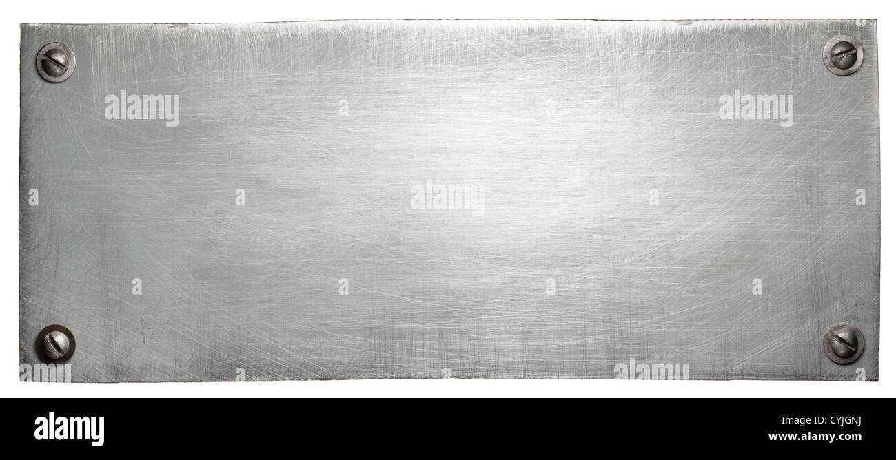 Metallplatte Textur mit Schrauben. Stockfoto
