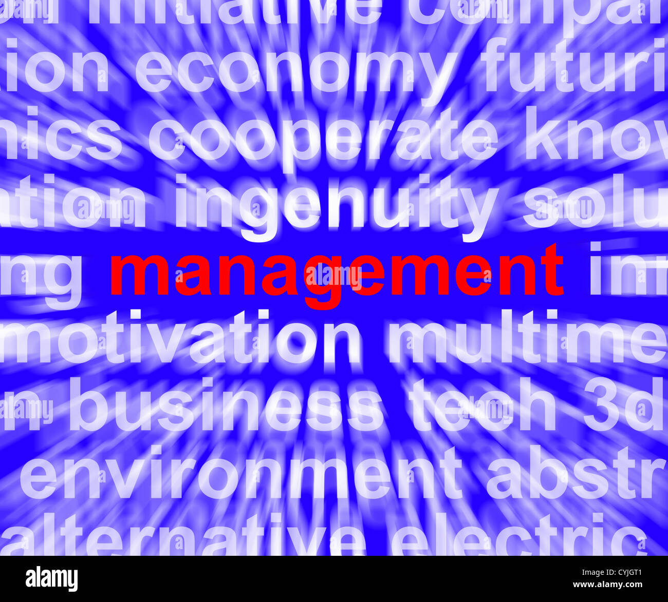Management-Wort zeigt Business Leadership Logistik und Organisation Stockfoto