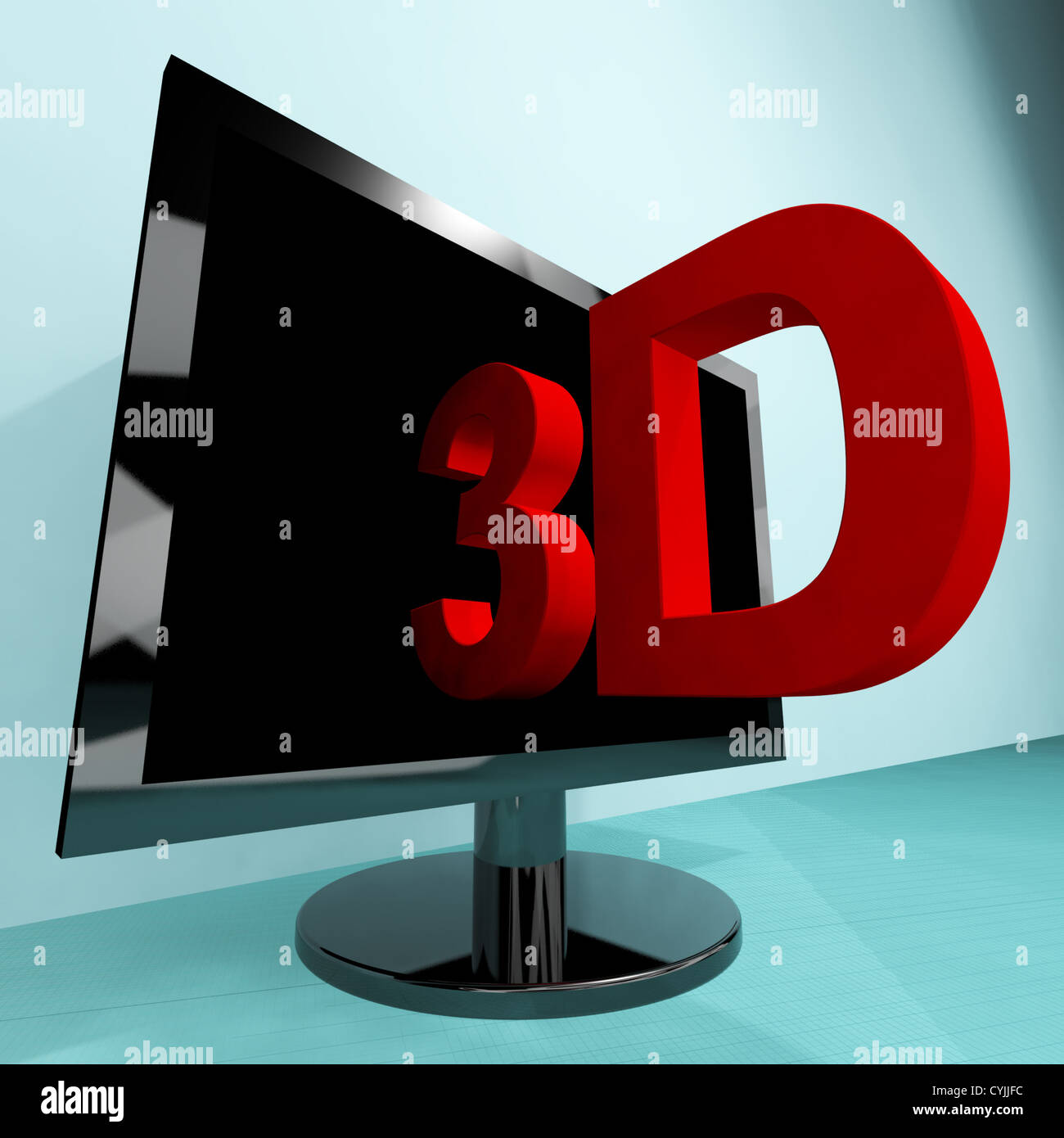Drei dimensionales Fernsehen oder 3D HD TV Stockfoto