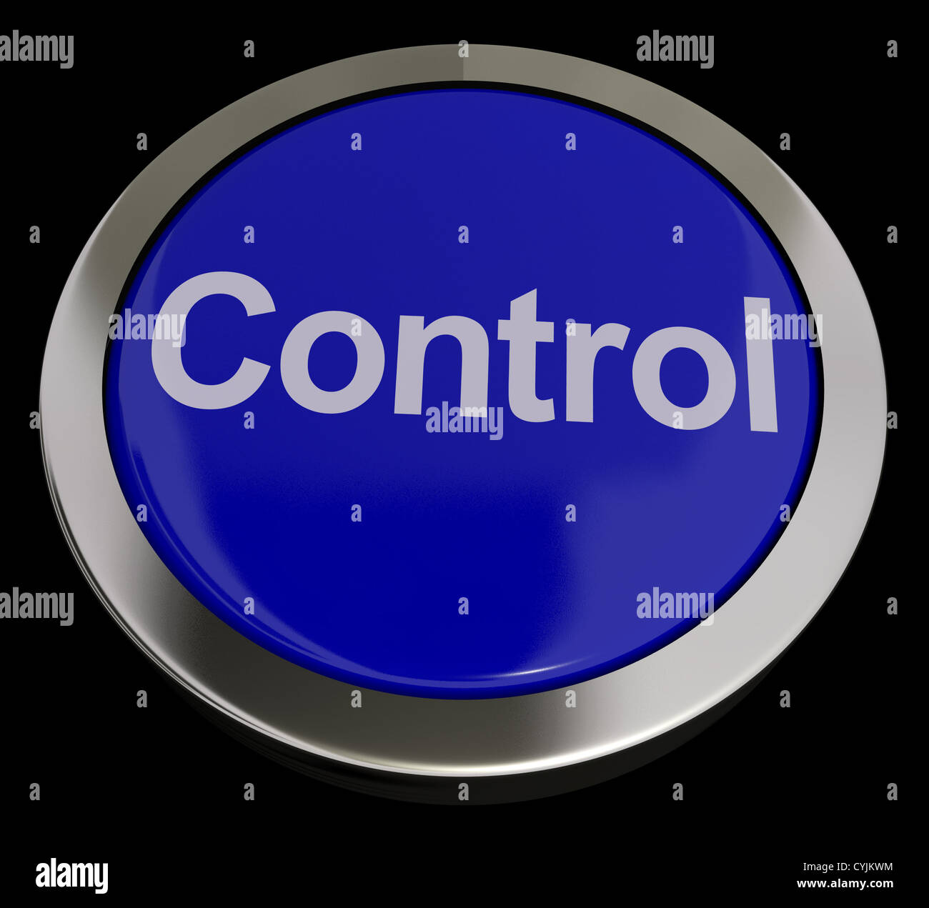 Control-Taster oder Metall und blau Fernschalter Stockfoto