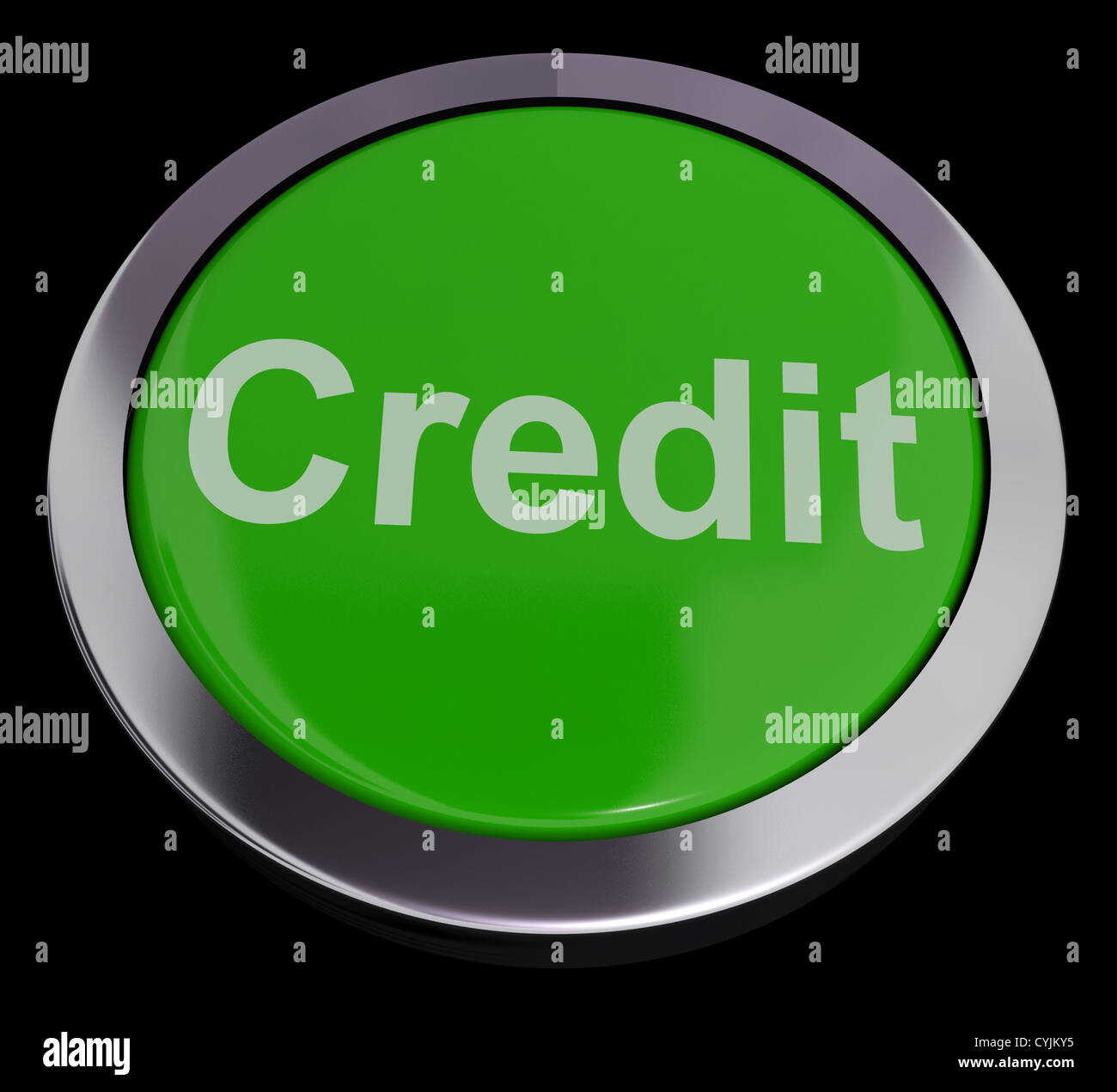 Kredit-Schaltfläche für Finanzierung oder einen Kredit für den Kauf Stockfoto