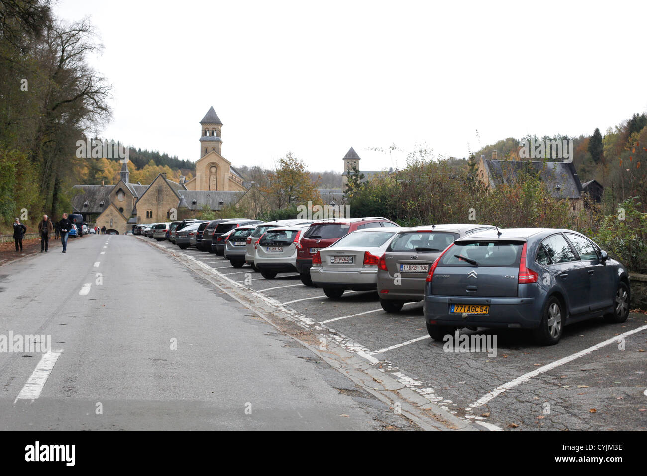 Orval Abbey-Parkplatz Stockfoto
