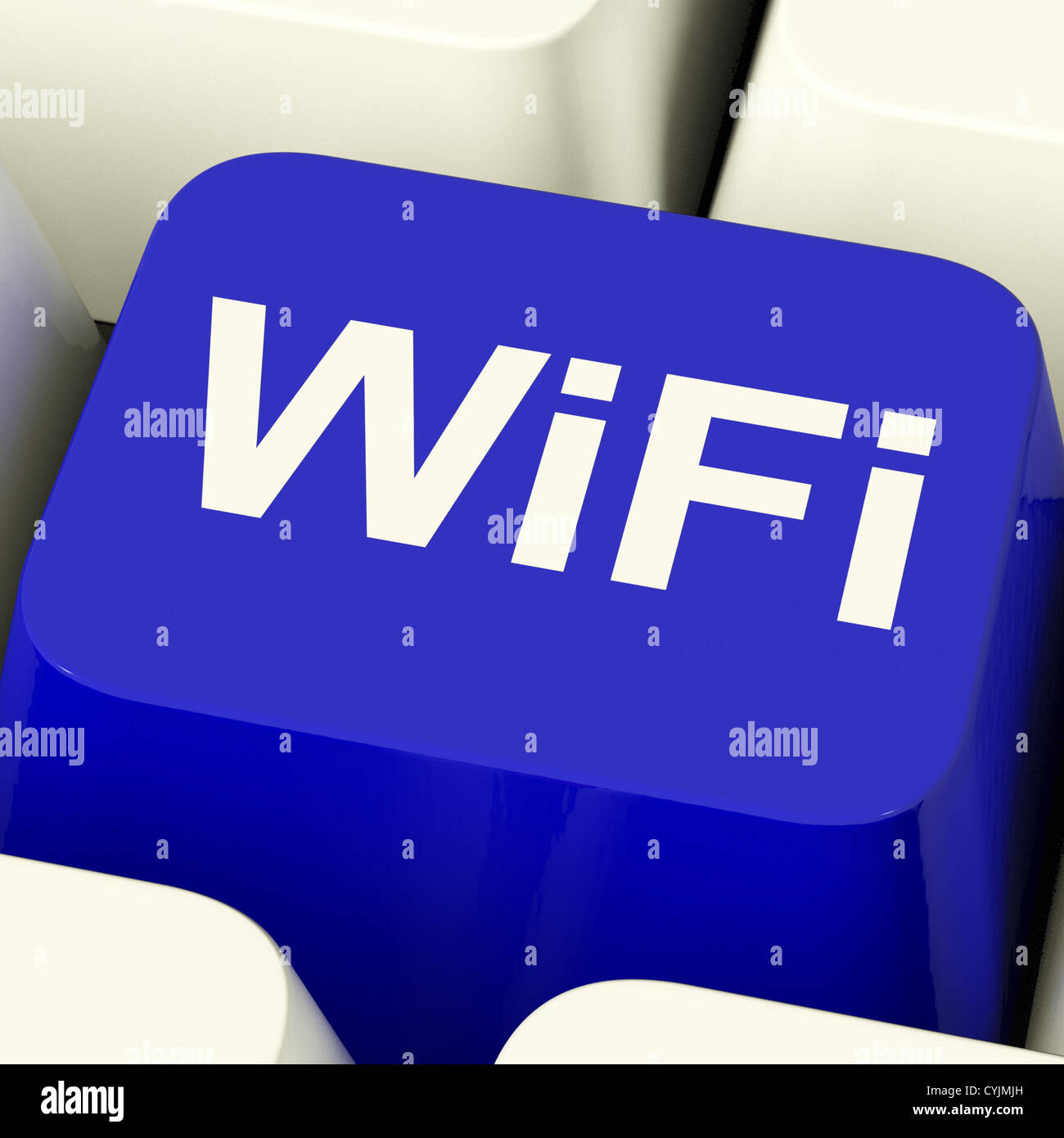 Blaue Wifi-Internet-Button für Hotspots oder Verbindungen Stockfoto