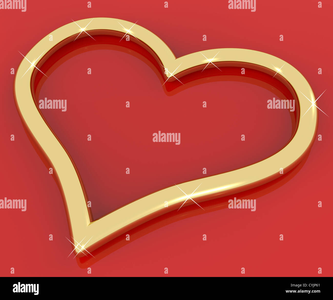 Gold Ring aus Liebe oder Romantik in Herzform Stockfoto