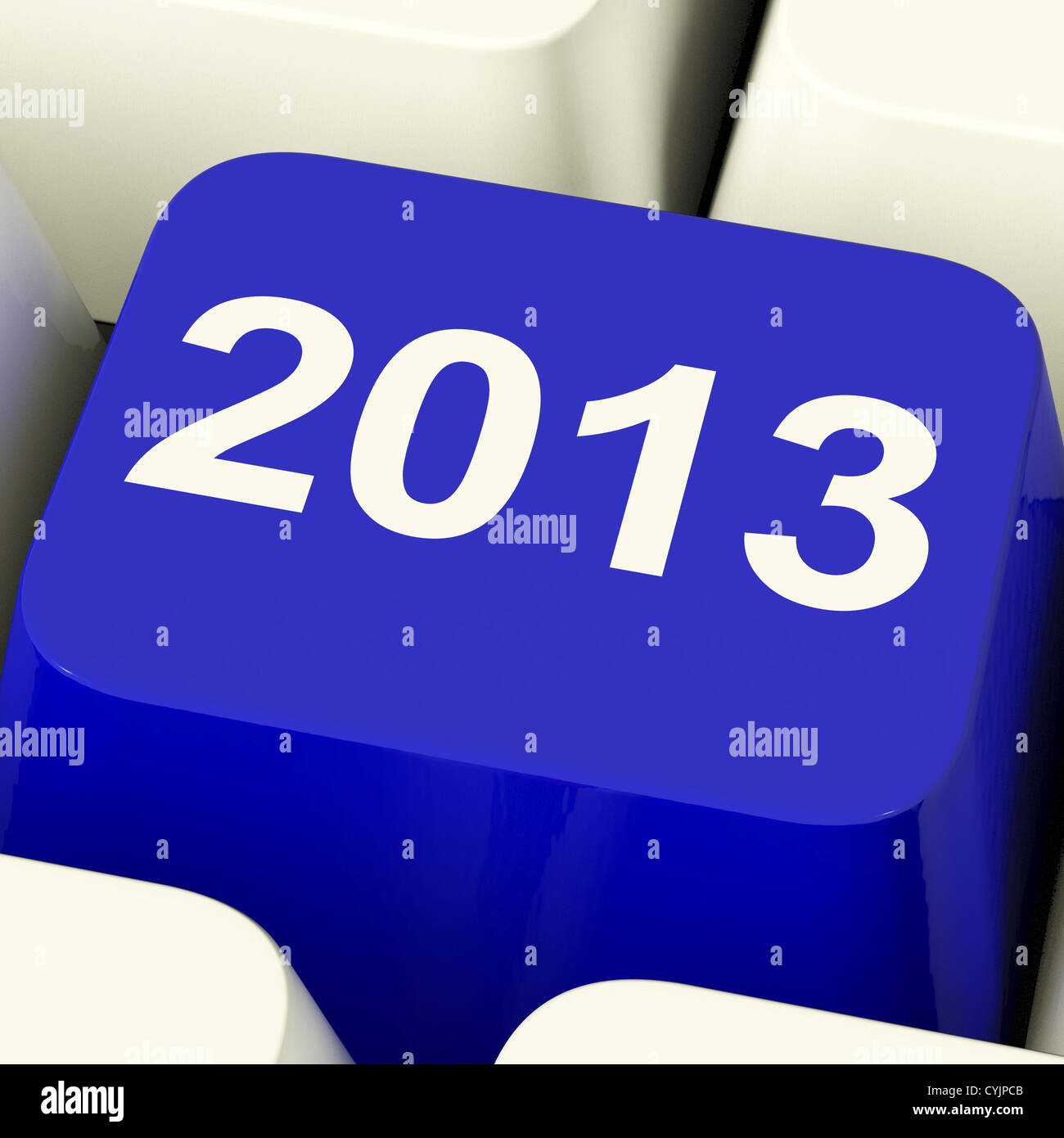 2013-Taste auf der Tastatur, die zwei tausend dreizehn Jahr darstellt Stockfoto