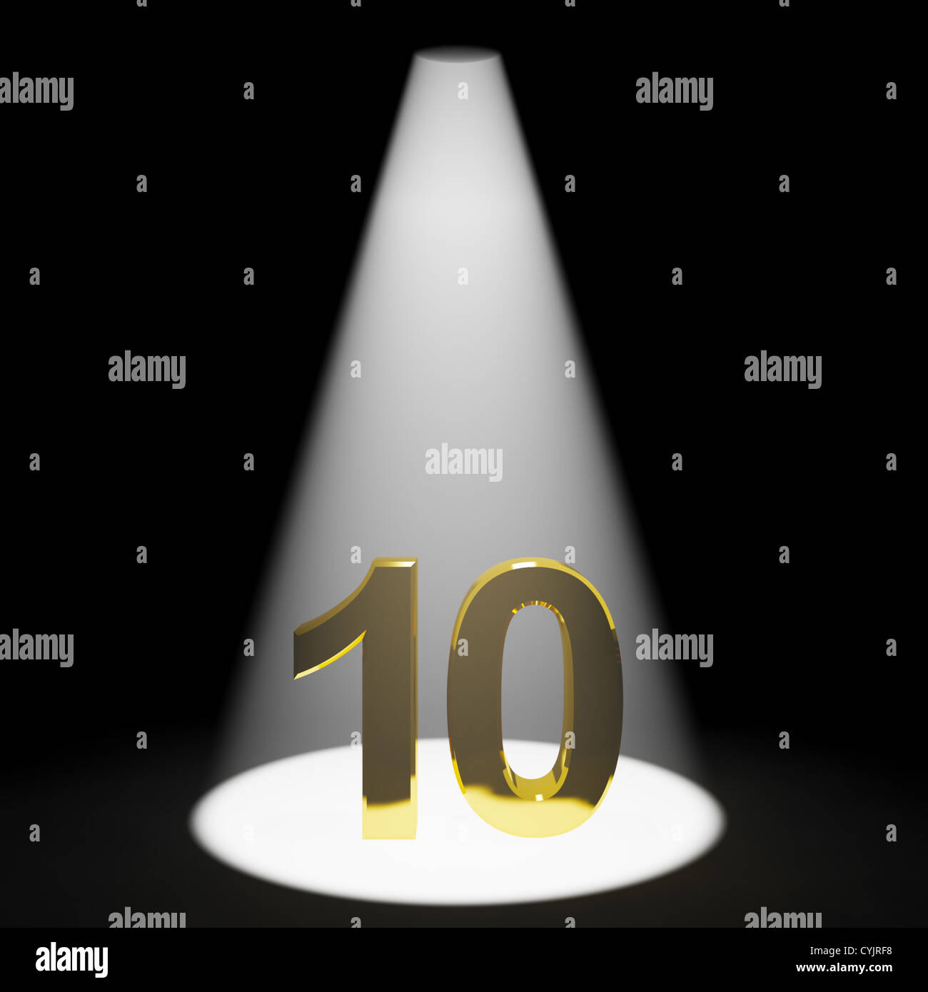 Gold 10. 3d Zahl, die für ein Jubiläum oder Geburtstag Stockfoto