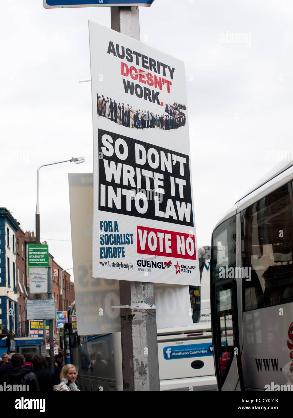Politische Agitation Plakate in Dublin vor die strenge Stimmen in Irland, durchdacht, slogans Stockfoto
