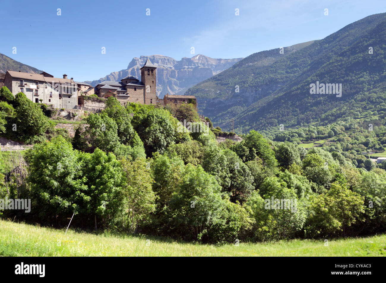 Torla; in der Nähe von Ordessa Nationalpark; Pyrenäen; Spanien; Sommer; Stockfoto