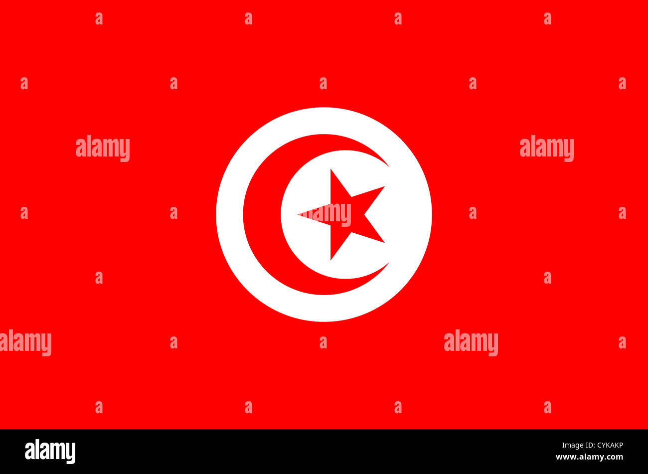 Nationalflagge der Republik Tunesien. Stockfoto