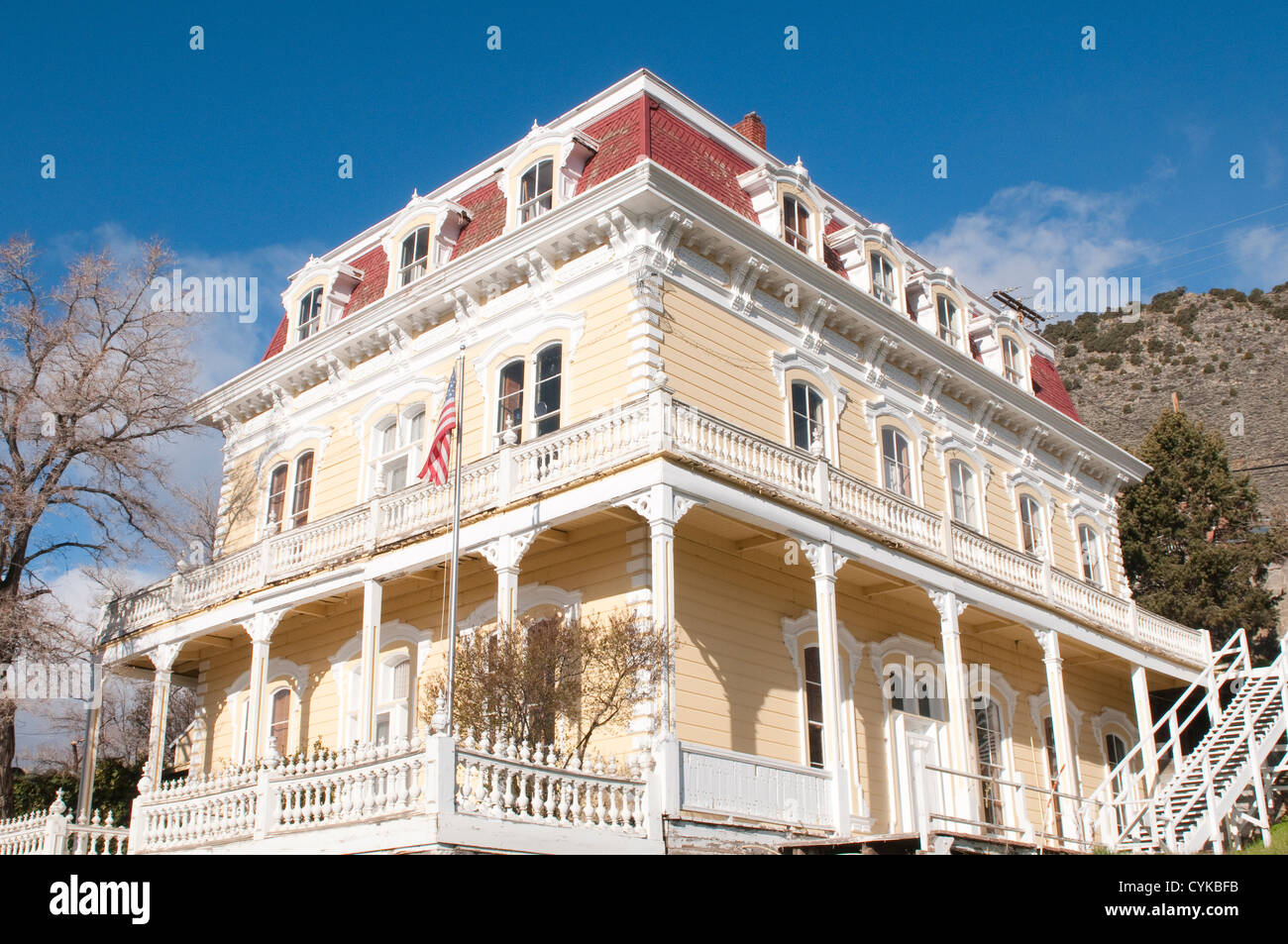 USA, Nevada. Das Herrenhaus von Savage Haus 1861, Virginia CIty, Nevada. Stockfoto