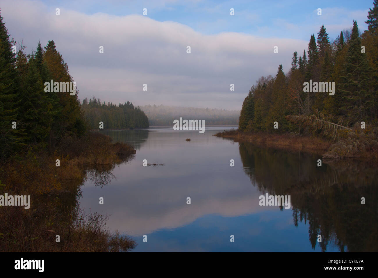 Fish Lake von Fish River Falls aussehende Nord, 11 Meilen westlich von Portage Lake, Maine, USA Stockfoto